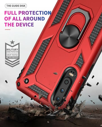 Smcase Huawei P Smart Pro Kılıf Vega Yüzüklü Tank Kapak  Nano Ekran Koruyucu