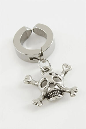 Kuru Kafa Çelik Erkek Küpe (Kıstırmalı) 1 Adet