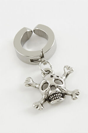 Kuru Kafa Çelik Erkek Küpe (Kıstırmalı) 1 Adet