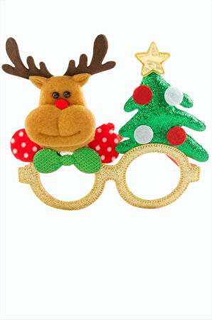Geyik Çam Ağacı Simli Yılbaşı Gözlük