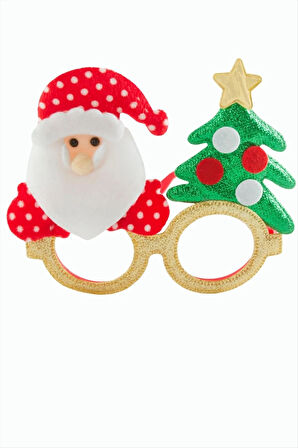 Noel Baba Çam Ağacı Simli Yılbaşı Gözlük