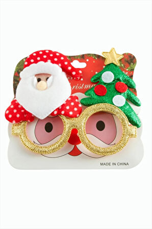 Noel Baba Çam Ağacı Simli Yılbaşı Gözlük