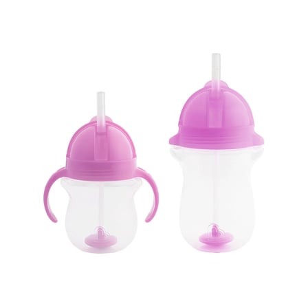 Munchkin Tıklama Kilitli Uçlu Pipetli Alıştırma Bardağı 6AY+ 207 ml Mor ve 12AY+ 296 ml Mor