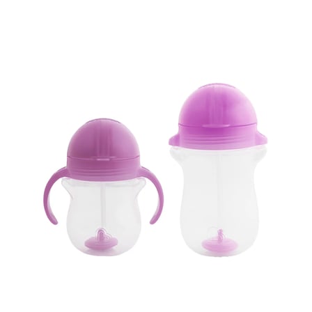 Munchkin Tıklama Kilitli Uçlu Pipetli Alıştırma Bardağı 6AY+ 207 ml Mor ve 12AY+ 296 ml Mor