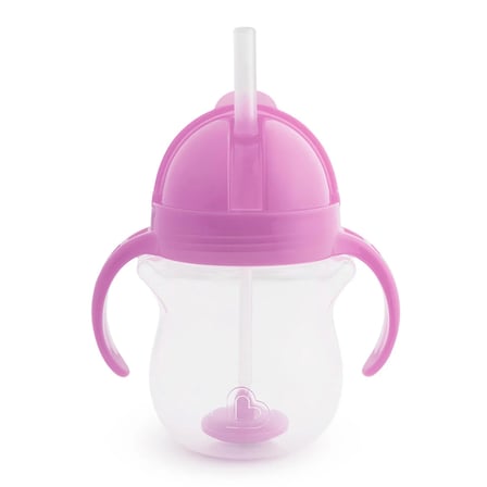 Munchkin Tıklama Kilitli Uçlu Pipetli Alıştırma Bardağı, 6ay+, 207ml, Mor ve Isı Göstergeli Yumuşak Uçlu Bebek Kaşıkları 2li Set