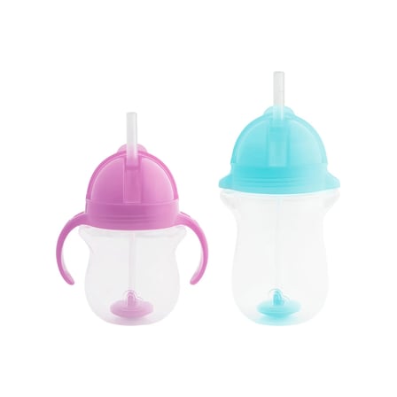 Munchkin Tıklama Kilitli Uçlu Pipetli Alıştırma Bardağı 6AY+ 207 ml Mor ve 12AY+ 296 ml Mavi