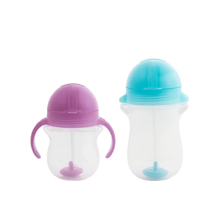 Munchkin Tıklama Kilitli Uçlu Pipetli Alıştırma Bardağı 6AY+ 207 ml Mor ve 12AY+ 296 ml Mavi