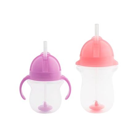 Munchkin Tıklama Kilitli Uçlu Pipetli Alıştırma Bardağı 6AY+ 207 ml Mor ve 12AY+ 296 ml Pembe