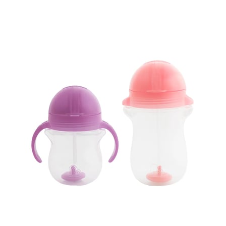 Munchkin Tıklama Kilitli Uçlu Pipetli Alıştırma Bardağı 6AY+ 207 ml Mor ve 12AY+ 296 ml Pembe
