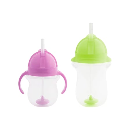 Munchkin Tıklama Kilitli Uçlu Pipetli Alıştırma Bardağı 6AY+ 207 ml Mor ve 12AY+ 296 ml Yeşil