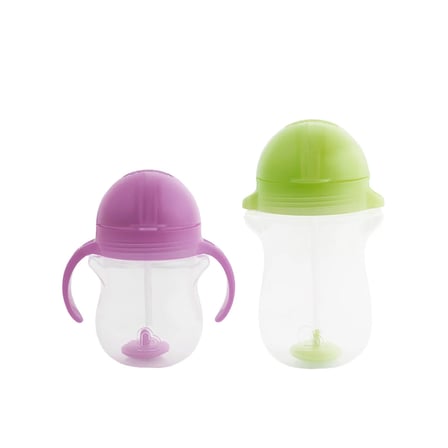 Munchkin Tıklama Kilitli Uçlu Pipetli Alıştırma Bardağı 6AY+ 207 ml Mor ve 12AY+ 296 ml Yeşil