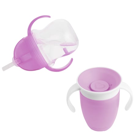 Munchkin Tıklama Kilitli Uçlu Alıştırma Bardağı 6Ay+,207Ml,Mor +Munchkin  360° Alıştırma Bardağı, 6Ay+, 207Ml,Mor