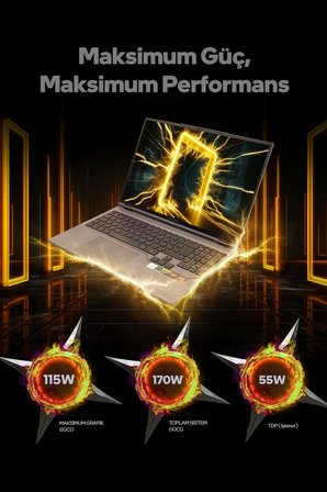 Game Garaj Slayer R7T-5050 C3 AMD Ryzen 7 8840HX 32GB RAM 2TB SSD RTX5050 16" QHD+ 180Hz IPS FreeDOS Gaming Laptop