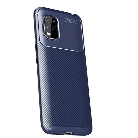 Smcase Xiaomi Mi 10 Lite 5G Kılıf Negro Karbon Desenli Silikon  Nano Ekran Koruyucu 