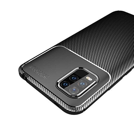 Smcase Xiaomi Mi 10 Lite 5G Kılıf Negro Karbon Desenli Silikon  Nano Ekran Koruyucu 