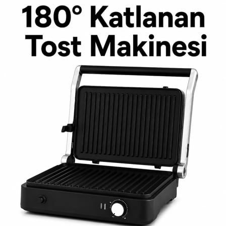 Arnell Tost Makinesi 180° Katlanabilir Çıkarılabilir Döküm Plakalı Isı Ayarlı Izgara