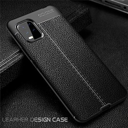 Smcase Xiaomi Mi 10 Lite 5G Kılıf Deri Dokulu Silikon 