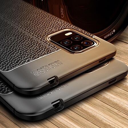 Smcase Xiaomi Mi 10 Lite 5G Kılıf Deri Dokulu Silikon 
