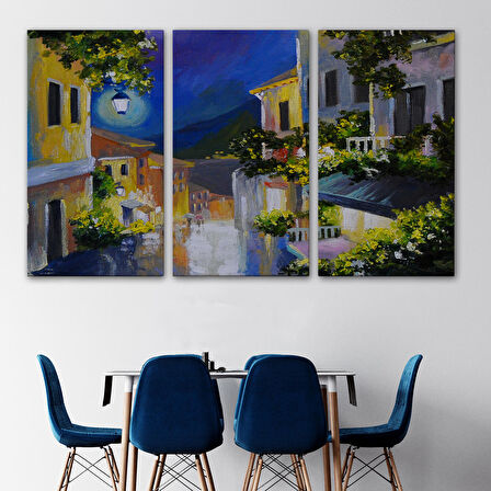 Harita Sepeti Fenerli Deniz Manzaralı Sokak, Kanvas Duvar Tablosu-1189