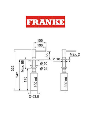 Franke Matt White Sıvı Sabunluk