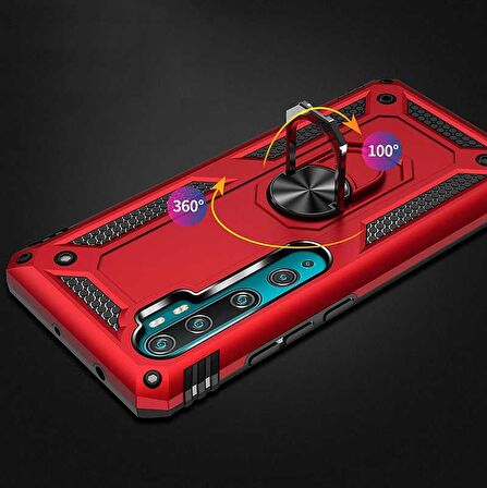 Smcase  Xiaomi Mi Note 10 Lite Kılıf Vega Yüzüklü Tank Kapak 