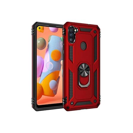 Smcase Samsung Galaxy A11 Kılıf Vega Yüzüklü Tank Kapak  Nano Ekran Koruyucu