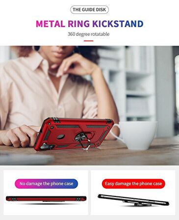 Smcase Samsung Galaxy A11 Kılıf Vega Yüzüklü Tank Kapak  Nano Ekran Koruyucu