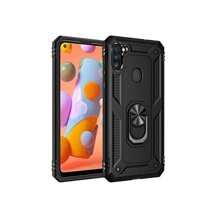 Smcase Samsung Galaxy M11 Kılıf Vega Yüzüklü Tank Kapak