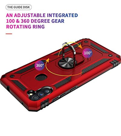 Smcase Samsung Galaxy M11 Kılıf Vega Yüzüklü Tank Kapak
