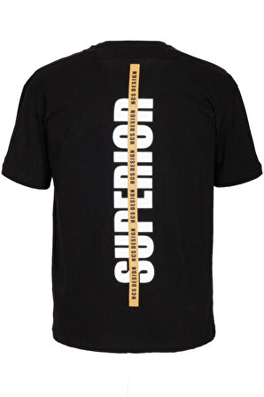 Erkek Oversize Tişört Siyah Sırt Baskılı Bisiklet Yaka %100 Pamuk Slim Fit Baskılı T-shirt NCS JEANS 1190