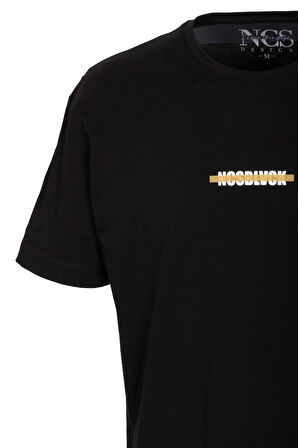 Erkek Oversize Tişört Siyah Sırt Baskılı Bisiklet Yaka %100 Pamuk Slim Fit Baskılı T-shirt NCS JEANS 1190