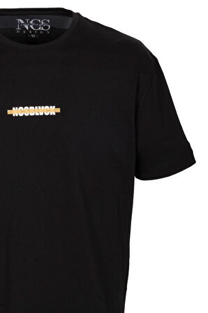 Erkek Oversize Tişört Siyah Sırt Baskılı Bisiklet Yaka %100 Pamuk Slim Fit Baskılı T-shirt NCS JEANS 1190