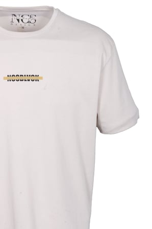 Erkek Oversize Tişört Bej Sırt Baskılı Bisiklet Yaka %100 Pamuk Slim Fit Baskılı T-shirt NCS JEANS 1190