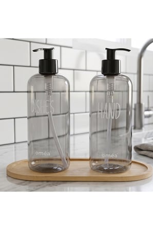 Homea Homéa Bambu Sunum Altlıklı 2'li Füme Renk Hands Dishes Sabunluk Seti