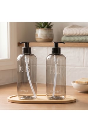 Homea Homéa Bambu Sunum Altlıklı 2'li Füme Renk Hands Dishes Sabunluk Seti