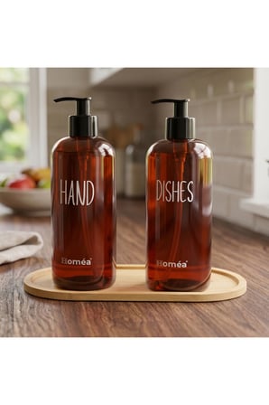 Homea Homéa Bambu Sunum Altlıklı 2'li Amber Renk Hands Dishes Sabunluk Seti