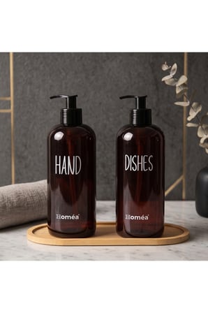 Homea Homéa Bambu Sunum Altlıklı 2'li Amber Renk Hands Dishes Sabunluk Seti