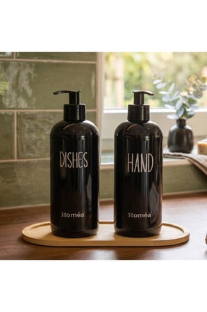 Homea Homéa Bambu Sunum Altlıklı 2'li Siyah Renk Hands Dishes Sabunluk Seti