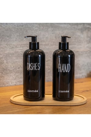 Homea Homéa Bambu Sunum Altlıklı 2'li Siyah Renk Hands Dishes Sabunluk Seti