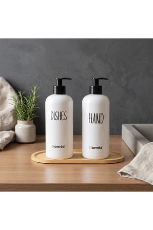 Homea Homéa Bambu Sunum Altlıklı 2'li Beyaz Renk Hands Dishes Sabunluk Seti