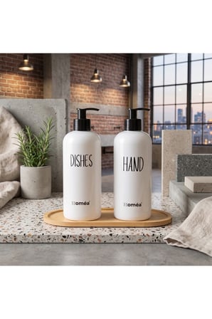 Homea Homéa Bambu Sunum Altlıklı 2'li Beyaz Renk Hands Dishes Sabunluk Seti