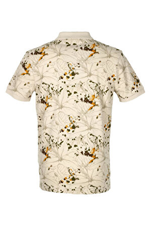 Erkek Polo Yaka Tişört Desenli Bej %100 Pamuk Slim Fit T-shirt NCS JEANS 1191