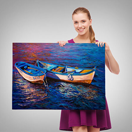 Harita Sepeti Balıkçı Tekneleri Kanvas Duvar Tablosu-1191