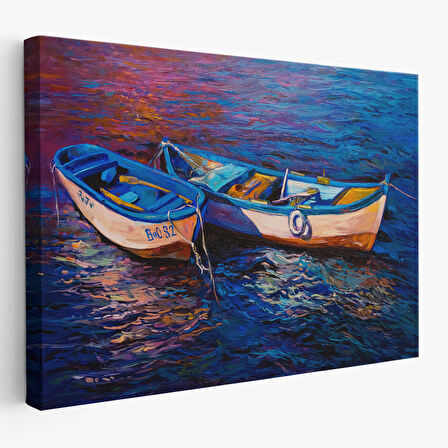 Harita Sepeti Balıkçı Tekneleri Kanvas Duvar Tablosu-1191