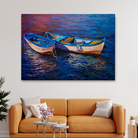 Harita Sepeti Balıkçı Tekneleri Kanvas Duvar Tablosu-1191