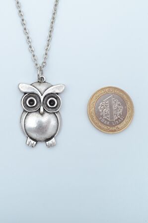 2'li Baykuş - Kartal Erkek Kadın Kolye Seti 925 Ayar Gümüş Kaplama