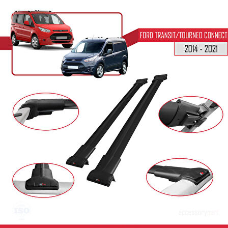 Ford Transit/Tourneo Connect 2 2014-2021 Arası ile Uyumlu FLY Model Ara Atkı Tavan Barı Siyah 2 Adet