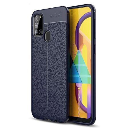 Smcase Samsung Galaxy A21S Kılıf Deri Dokulu Silikon 