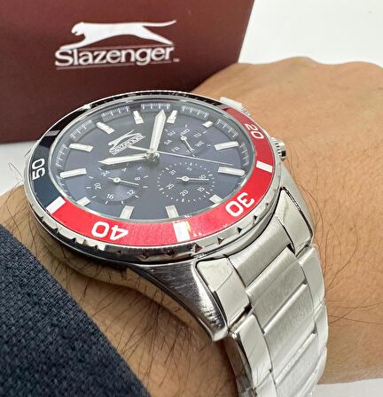 SLAZENGER MULTİFONSİYONLU LACİVERT KADRANLI ÇELİK ERKEK KOL SAATİ