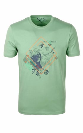 Erkek Tişört Bisiklet Yaka Çağla %100 Pamuk Slim Fit Baskılı T-shirt NCS JEANS 1194
